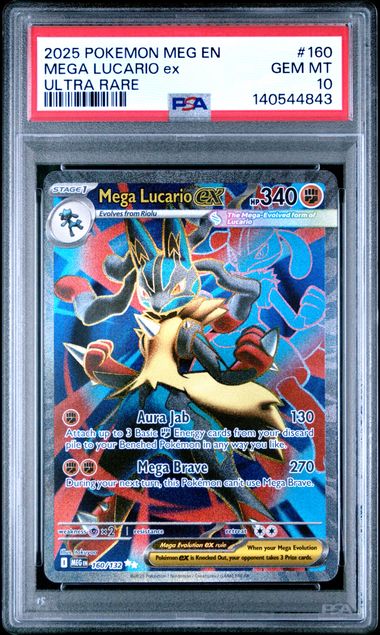 PSA 10 2025 POKEMON MEG EN-MEGA EVOLUTION #160 MEGA LUCARIO ex ULTRA RARE