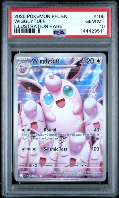 PSA 10 2025 POKEMON PFL EN-PHANTASMAL FLAMES #105 WIGGLYTUFF ILLUSTRATION RARE