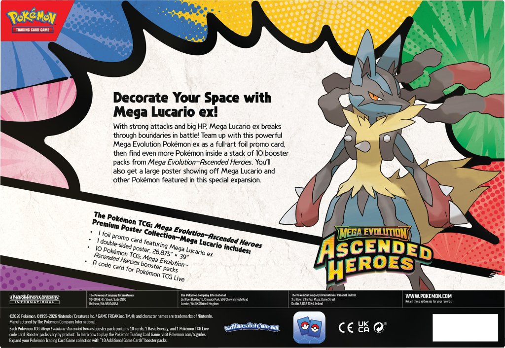 PRE ORDER Pokémon TCG: Mega Evolution—Ascended Heroes Premium Poster Collection—Mega Lucario or Mega Gardevoir