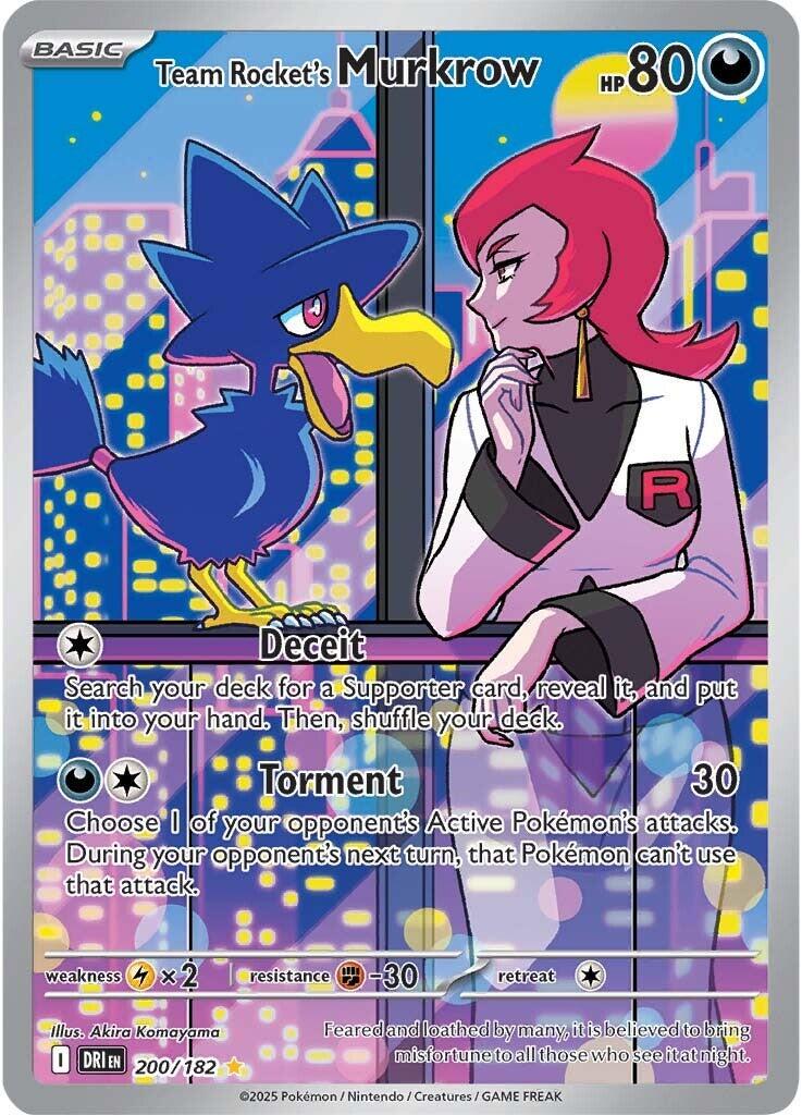 2025 Pokemon Destined Rivals 200/182 Team Rocket&#39;s Murkrow Illustration Rare