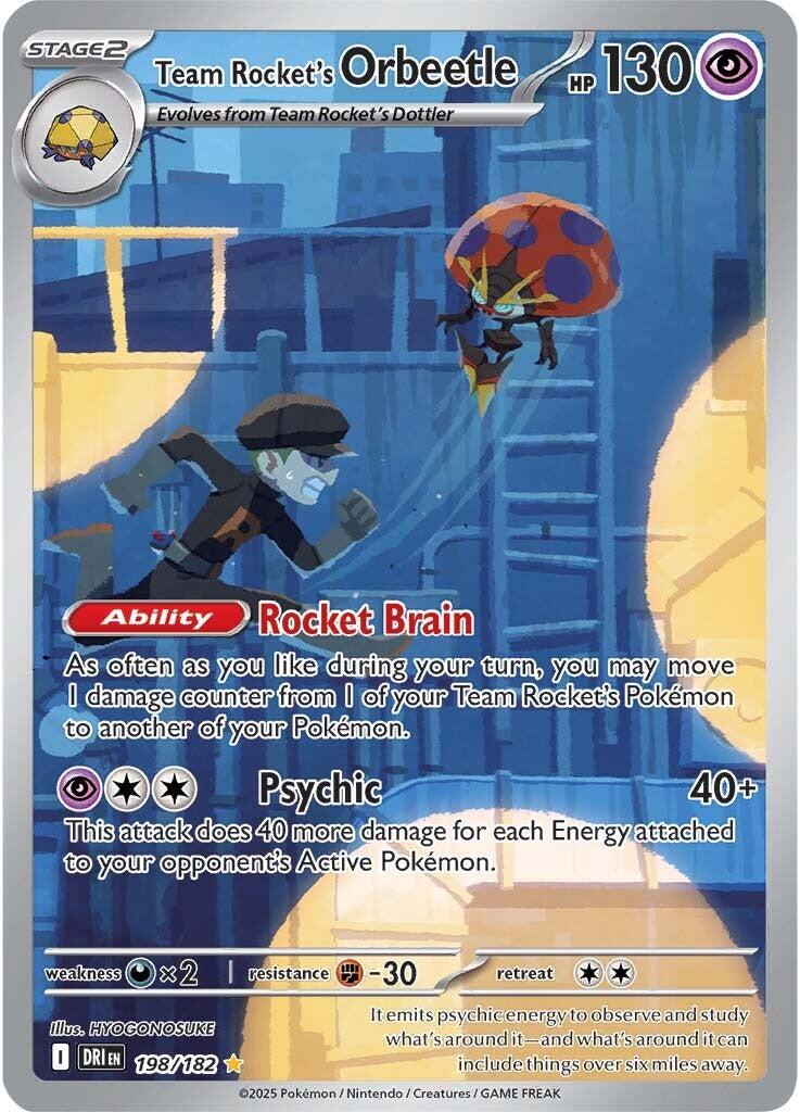 2025 Pokemon Destined Rivals 198/182 Team Rocket&#39;s Orbeetle Full Art