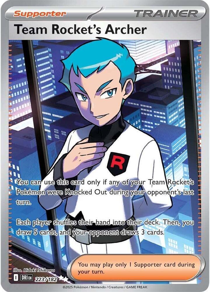 Pokemon TCG Destined Rivals - Team Rocket&#39;s Archer 223/182 Full Art