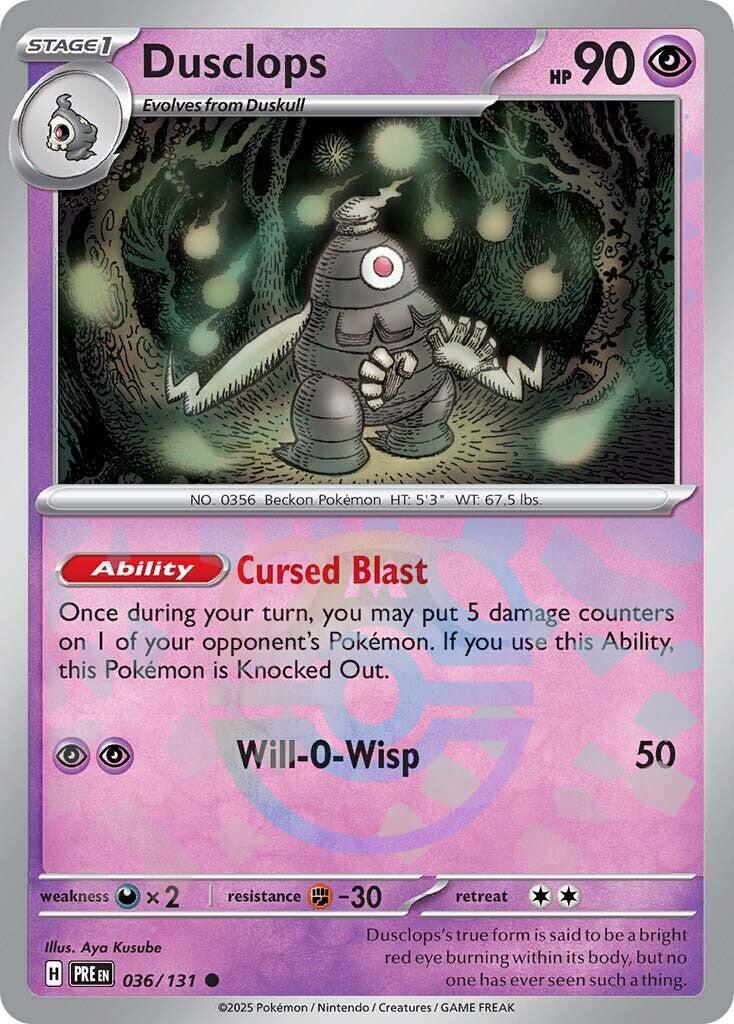 Dusclops 036/131 Pokemon Sv: Prismatic Evolutions Master Ball Holo NM-M