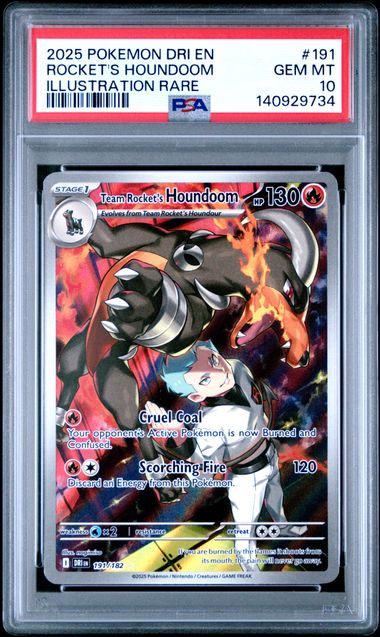 PSA 10 2025 POKEMON DRI EN-DESTINED RIVALS #191 ROCKET'S HOUNDOOM ILLUSTRATION RARE