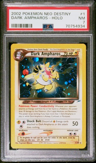 PSA 7 2002 POKEMON NEO DESTINY #1 DARK AMPHAROS-HOLO
