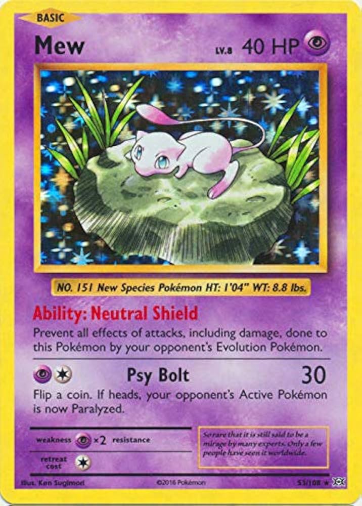 Mew - 53/108 - Holo Rare - XY Evolutions - NM/M - Pokemon Card