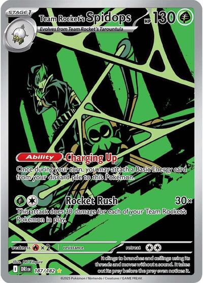 Scarlet &amp; Violet Destined Rivals - 187/182 Team Rocket&#39;s Spidops Illustration Rare