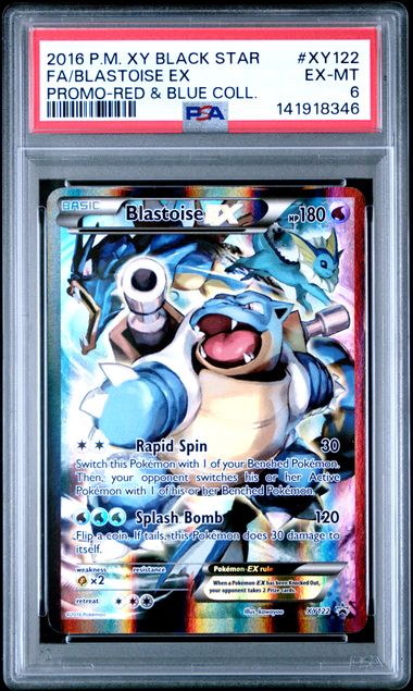PSA 6 2016 POKEMON XY BLACK STAR PROMO #XY122 FA/BLASTOISE EX PROMO-RED & BLUE COLL.