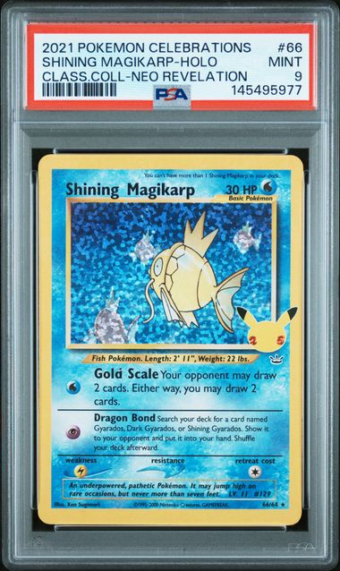 PSA 9 2021 POKEMON CELEBRATIONS CLASSIC COLLECTION #66 SHINING MAGIKARP-HOLO CLASS.COLL-NEO REVELATION
