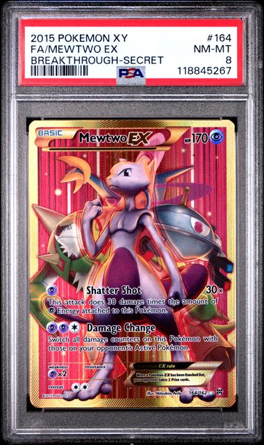 PSA 8 2015 POKEMON XY BREAKTHROUGH #164 FA/MEWTWO EX BREAKTHROUGH-SECRET