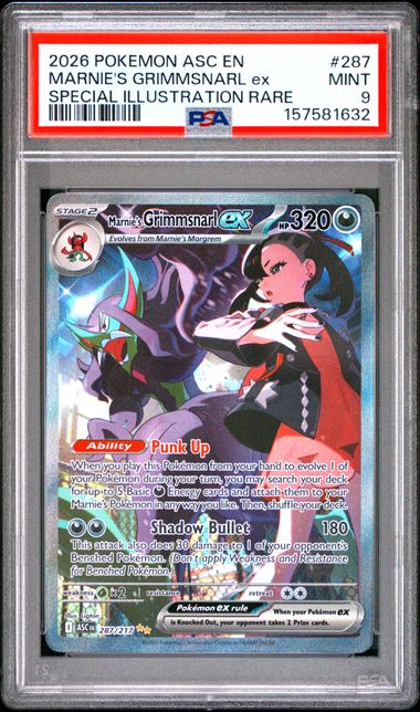 PSA 9 2026 POKEMON ASC EN-ASCENDED HEROES #287 MARNIE'S GRIMMSNARL ex SPECIAL ILLUSTRATION RARE