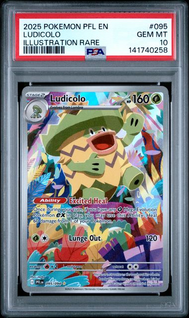 PSA 10 2025 POKEMON PFL EN-PHANTASMAL FLAMES #095 LUDICOLO ILLUSTRATION RARE