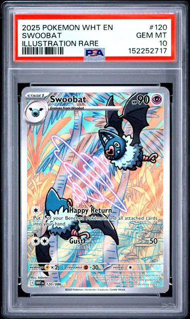 PSA 10 2025 POKEMON WHT EN-WHITE FLARE #120 SWOOBAT ILLUSTRATION RARE