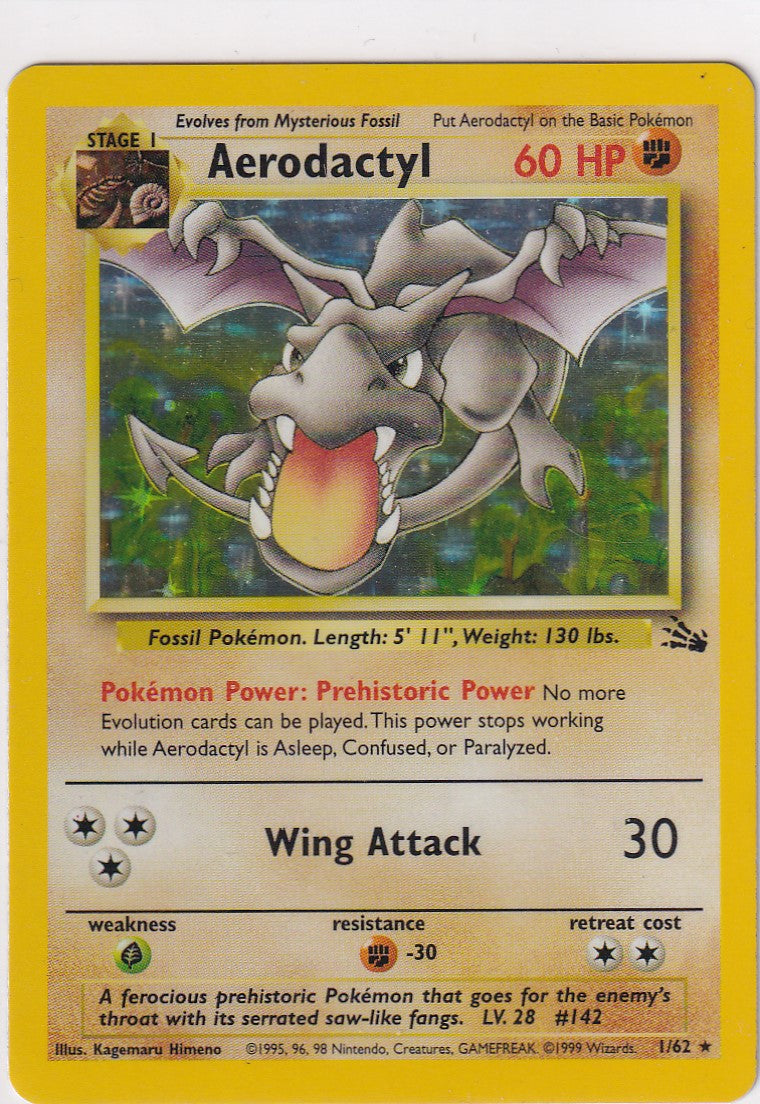 Pokemon TCG - Aerodactyl 16/62 Fossil Rare WOTC - EXC/NM HOLO