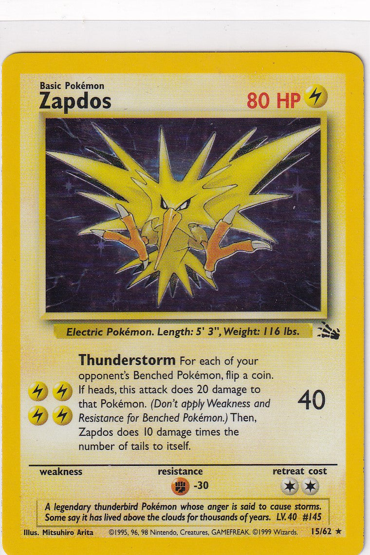 Zapdos 15/62 Fossil Holo Pokemon NM