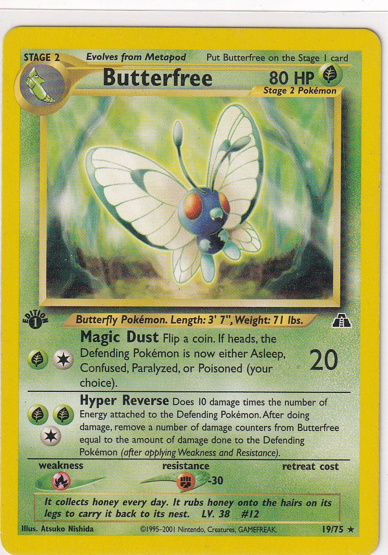 Pokémon TCG Butterfree Neo Discovery 19 Regular 1st Edition Rare NM