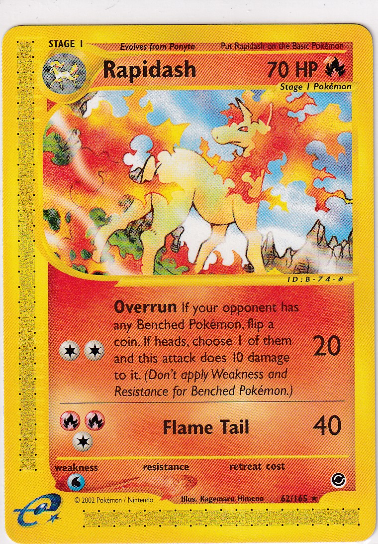 Pokemon Cards Rapidash Holo Expedition E-Series WotC 2002 Ultra Rare 26/165 NON HOLO NM