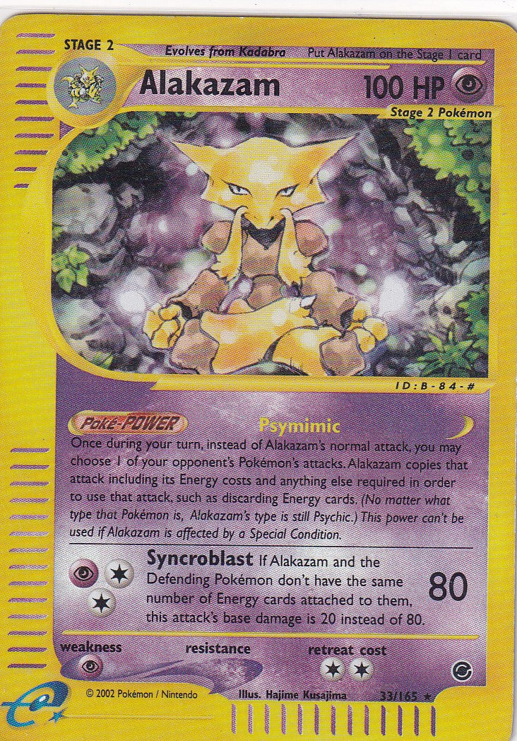 Alakazam 1/165 Expedition Base Set Reverse Holo Rare MP/LP