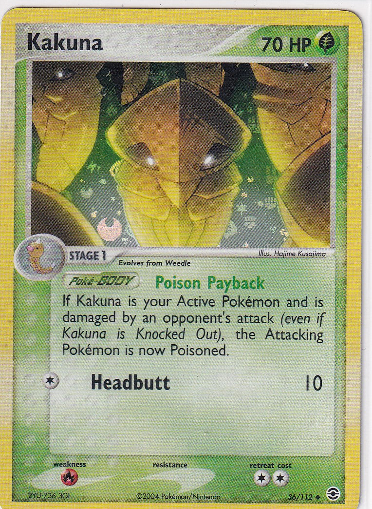 Kakuna 36/112 Uncommon FireRed & LeafGreen Pokemon Reverse Holo Hajime Kusajima