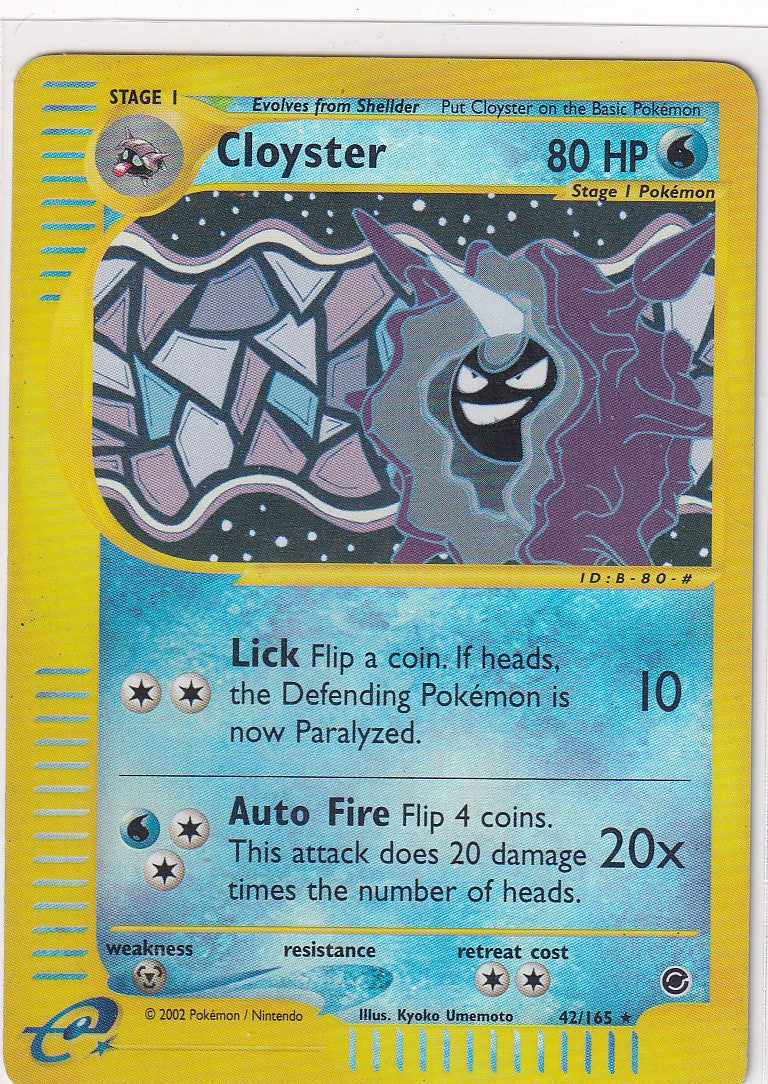 Pokémon TCG Cloyster 42/165 Reverse Holo Rare Expedition Base Set - LP