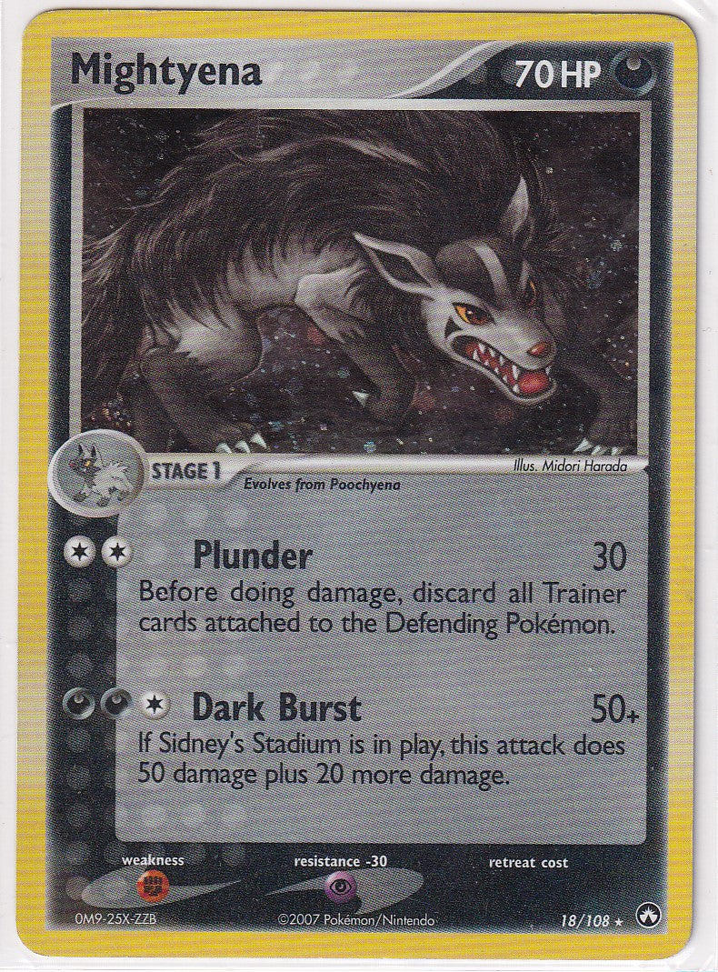2007 Mightyena 18/108 EX Power Keepers Holo Pokemon NM