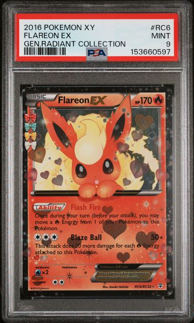 PSA 9 2016 POKEMON XY GENERATIONS RADIANT COLLECTION #RC6 FLAREON EX GEN.RADIANT COLLECTION