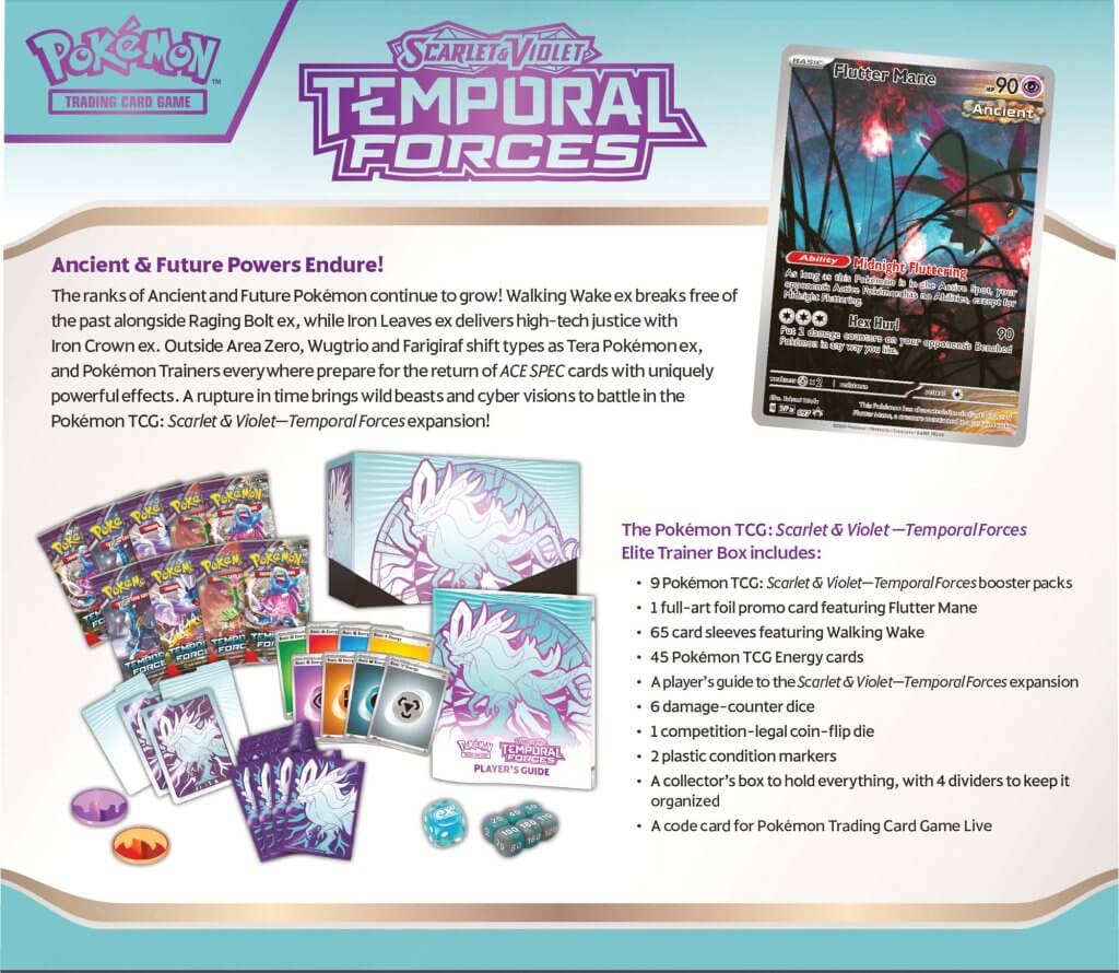 POKÉMON TCG Scarlet &amp; Violet 5 Temporal Forces Elite Trainer Box (Walking Wake)