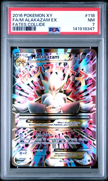 PSA 7 2016 POKEMON XY FATES COLLIDE #118 FA/M ALAKAZAM EX FATES COLLIDE