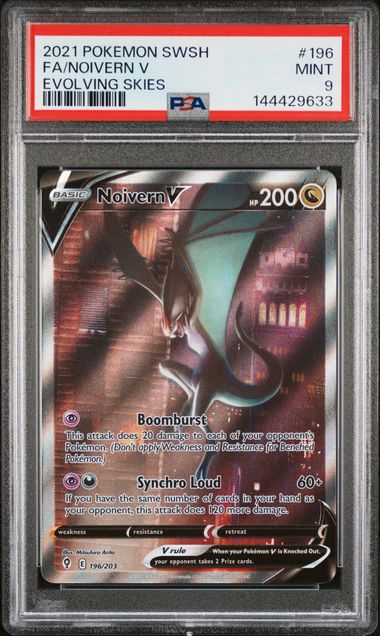 PSA 9 2021 POKEMON SWORD & SHIELD EVOLVING SKIES #196 FA/NOIVERN V EVOLVING SKIES