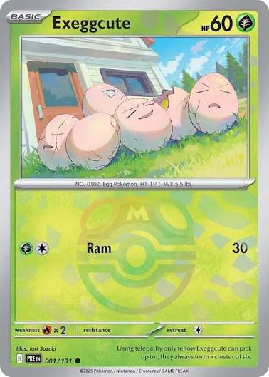 2025 Pokemon Prismatic Evolutions 001/131 Exeggcute Masterball Reverse Holo