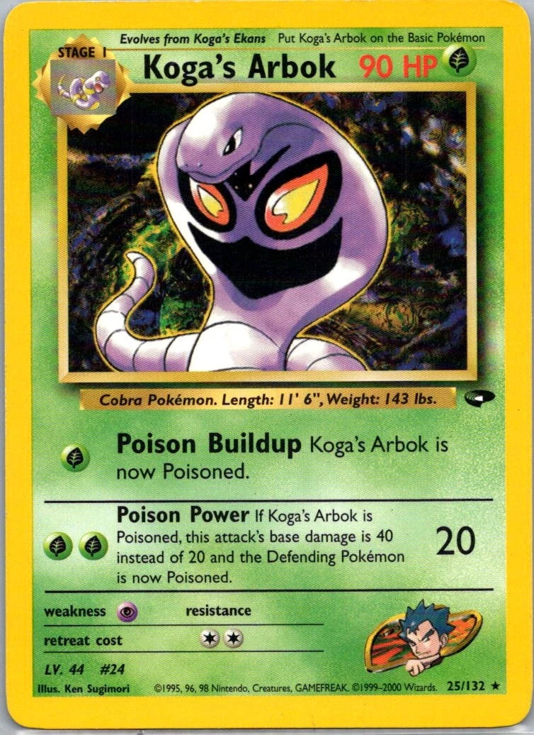 Pokemon TCG Kogas Arbok 25/132 Gym Challenge LP-NM