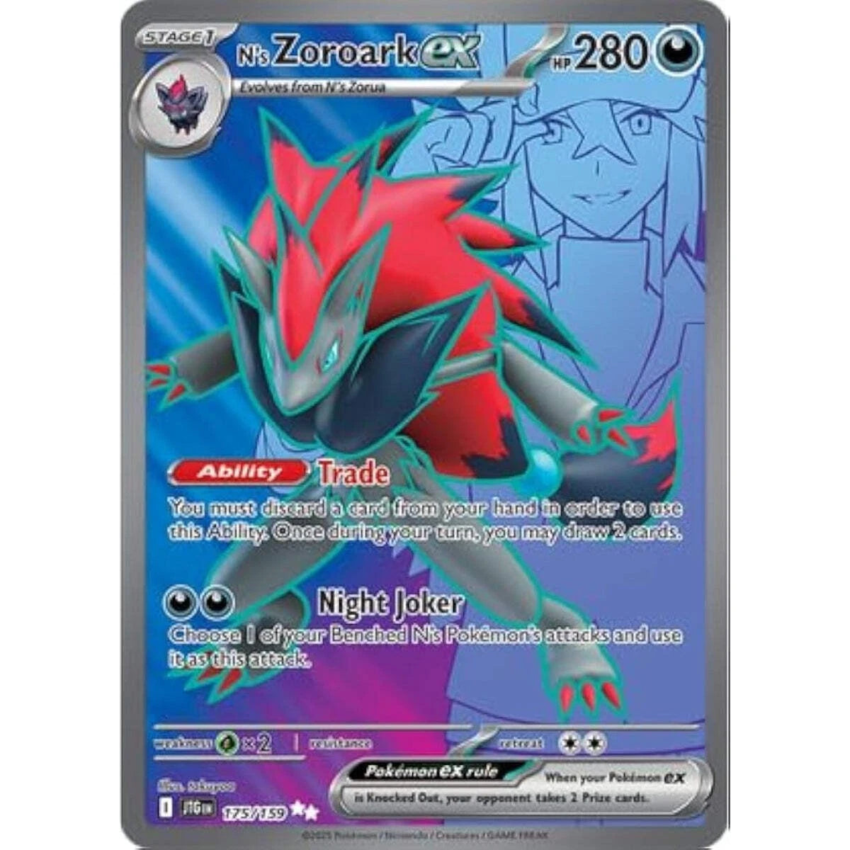 POKEMON TCG - N&#39;S ZOROARK EX 175/159 JOURNEY TOGETHER FULL ART