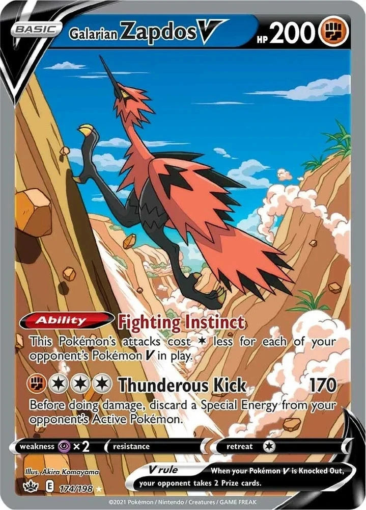 Galarian Zapdos V 174/198 Ultra Rare Alternate Art Chilling Reign NM Pokémon TCG