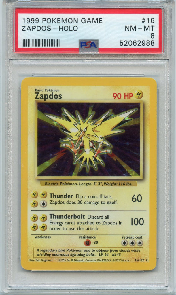 PSA 8 BASE SET ZAPDOS Pokemon World Australia